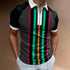 Men's Polo Shirt Lapel Casual Short Khaki Striped T-Shirt